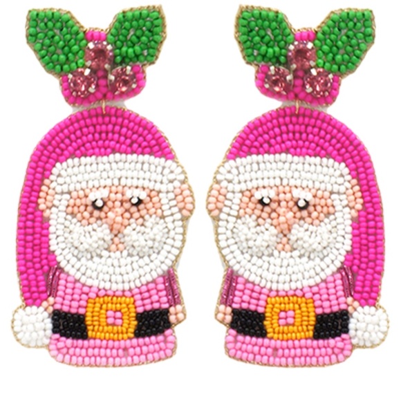 Seed Bead Santa Claus Earring - Picture 2 of 2